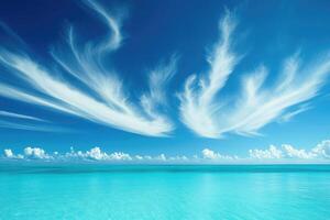 Azure expanse, flowing clouds photo