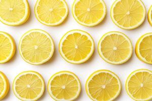 Fresh lemon slices arranged in a symmetrical pattern photo