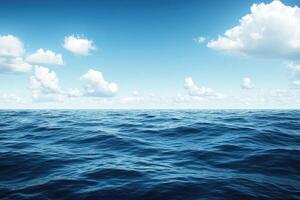 Vast expanse of serene ocean under a clear blue sky photo