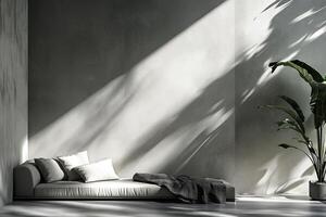 Minimalist lounge area bathed in natural light photo