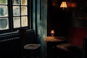 Cozy corner in a dimly lit pub photo