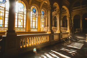Sunlit grandeur of a stately hall photo