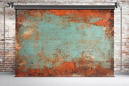 Rustic, textured metal backdrop with rust photo
