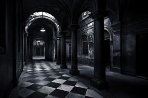 Dark, aged hallway photo