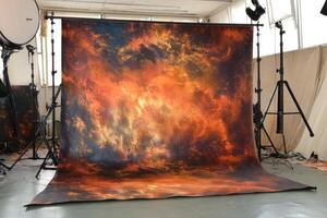 Dramatic fiery sky backdrop photo