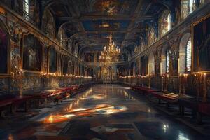 Grand cathedral interior, opulent and serene photo