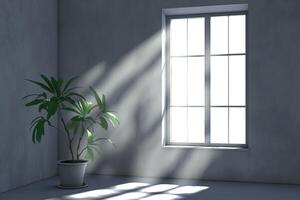 Sunlight streams into a room with a plant photo
