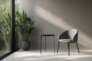 Minimalist corner seating area with natural light photo