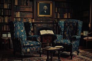 A study room filled with vintage charm photo