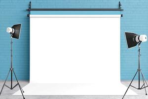 Empty studio backdrop with lighting photo