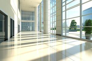 Modern office lobby with natural light photo