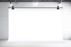 Blank backdrop against brick wall photo