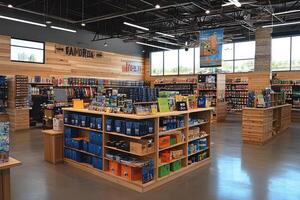 Modern retail space with ample shelving and displays photo