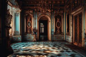 Gilded Hallway of a Majestic Mansion photo