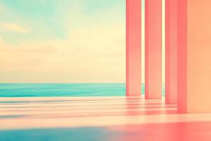 Pastel-toned coastal colonnade photo