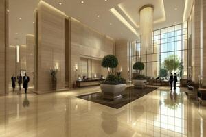 Luxurious hotel lobby with modern design photo