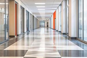 Bright, modern hallway with clean lines photo