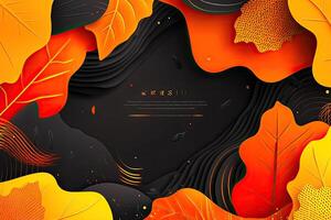 Autumnal leaf-themed design with vibrant colors and layered shapes photo