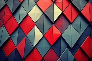 Geometric facade design with vibrant color triangles photo