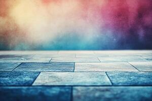 Empty paved area, colorful smoky background photo