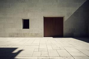 Exterior facade with simple door and window photo
