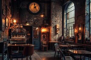 Rustic industrial bar interior photo