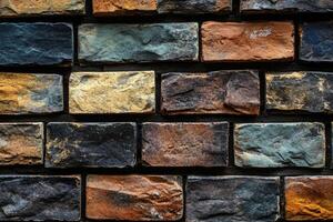 Multicolored brick wall texture photo