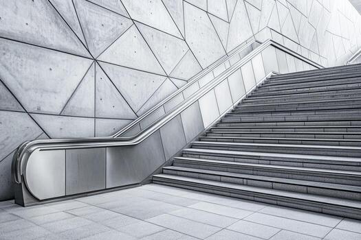 Modern stairway with escalator photo