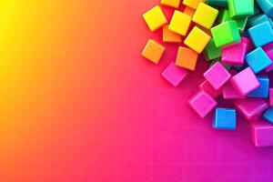Colorful cubes cascade on a vibrant gradient background photo