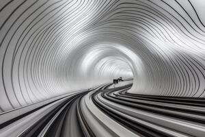 Modern, abstract tunnel with wavy lines photo