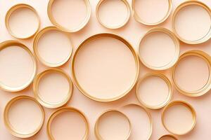 Beige circular containers arranged on a pale background photo