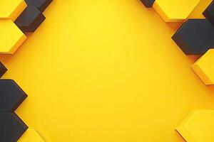 Geometric honeycomb pattern. Yellow and black hexagonal shapes photo