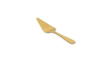 Pie Spatula on a White Floor. Golden Pie Spatula 3D Animation. 4K video