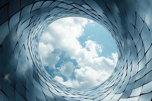 Abstract tunnel with sky view photo