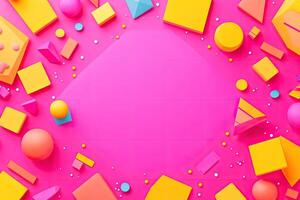 Abstract geometric shapes on a vibrant pink background photo