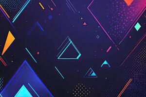 Vibrant geometric shapes and lines on a dark background photo