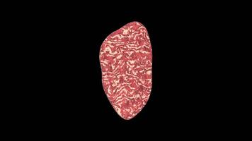 Raw Meat Rotating on a Transparent Background. Seamless Loop. 4K video