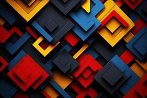 Abstract geometric pattern of overlapping squares and rectangles in vibrant colors photo