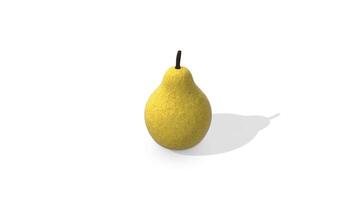Pear Isolated on a White Floor. Stylized Pear 3D Animation. 4K video