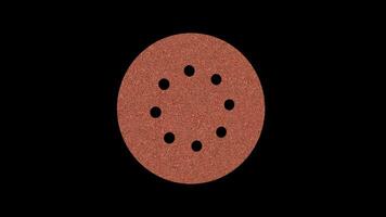 Sandpaper Disc Rotating on a Transparent Background. Seamless Loop. 4K video