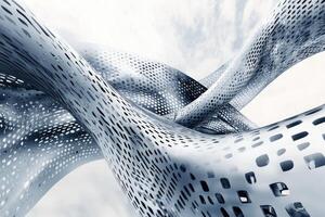 Abstract architectural metal forms intertwining in a futuristic design photo