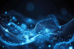 Blue abstract background with dots and lines photo