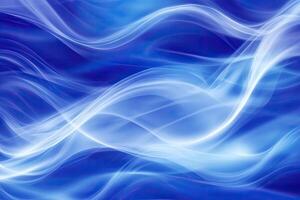 Abstract flowing lines of light blue on dark blue photo