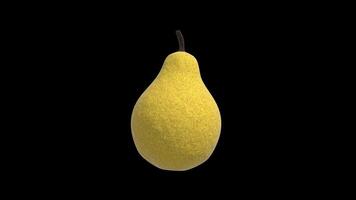 Pear Rotating on a Transparent Background. Seamless Loop. 4K video