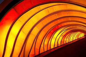 A vibrant tunnel of glowing arches photo
