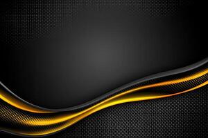 Dark, sophisticated background with glowing yellow waves photo