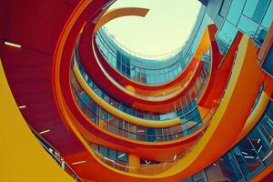 Spiral architectural marvel, vibrant colors photo