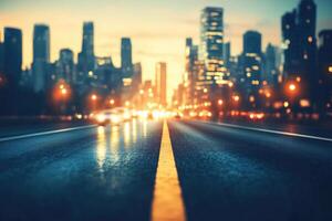 Urban roadway at sunset photo