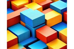 Abstract geometric blocks in vibrant colors photo