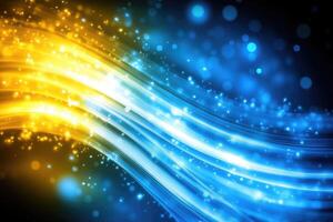 Abstract vibrant waves of gold and blue light photo